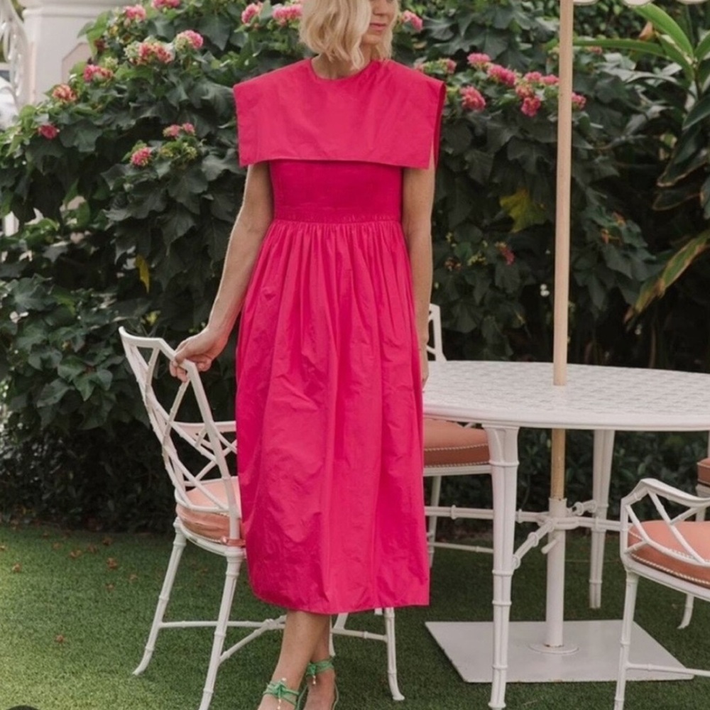 Antonio Melani
x Jennifer Sumko Rachel Shirred Taffeta A-Line
Capelet Midi Dress